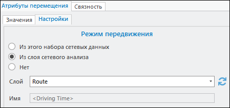 Слой сетевого анализа в качестве источника режима передвижения