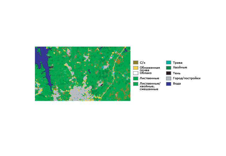 Пример тематического растра, отображающего землепользование