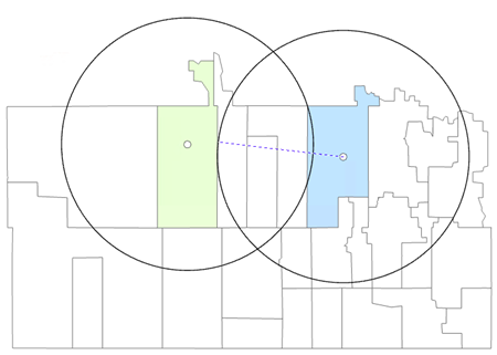 Territory Buffer Distance parameter example