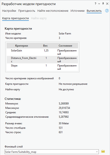 Вкладка Оценить на панели Модель пригодности Вкладка Оценить на панели Модель пригодности