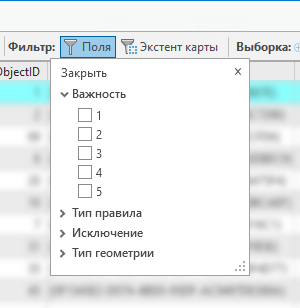Значения опций фильтра полей Значения опций фильтра полей