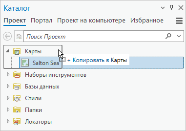 Карта, скопированная в контейнер Карты на панели Каталог Карта, скопированная в контейнер Карты на панели Каталог