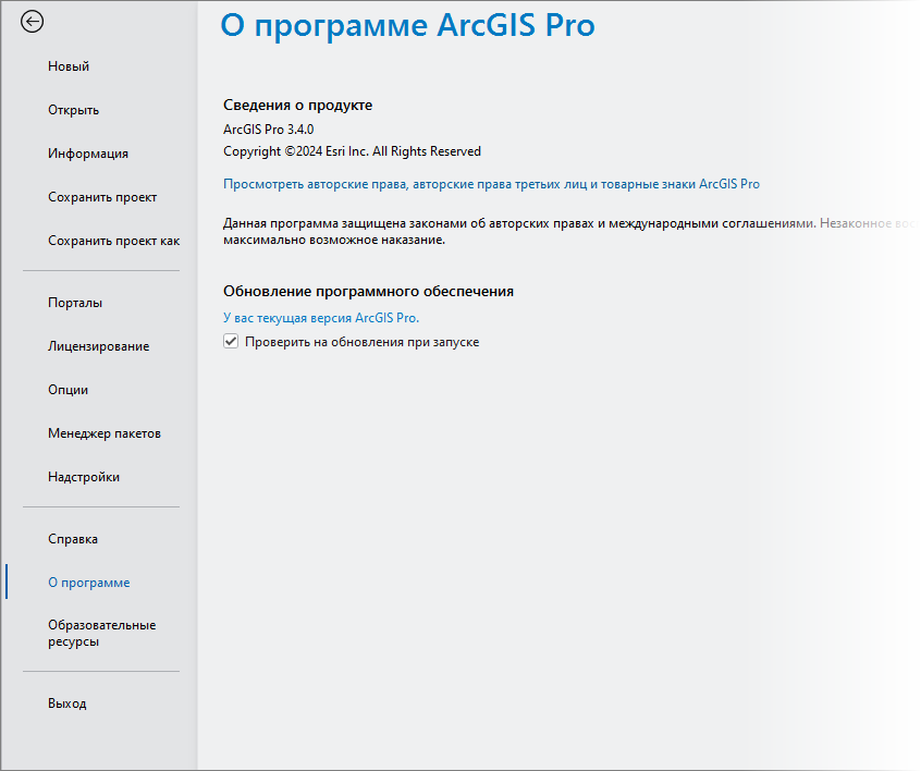 Настройки ArcGIS Pro