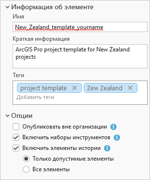 Описание элемента для шаблона проекта