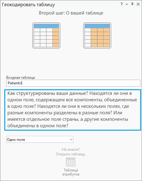 Геокодирование данных из одного поля