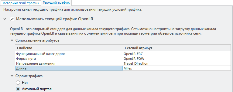 Свойства текущего трафика OpenLR