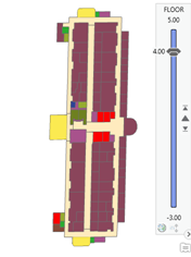 Анимация планов четвертого этажа с помощью бегунка диапазона.
