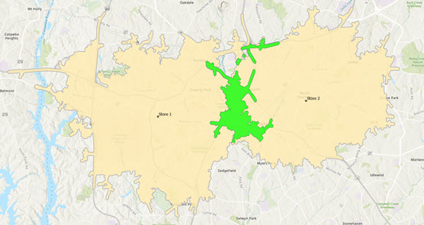 Cannibalization between store trade areas