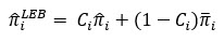 Уравнение расчета долей методом локального эмпирического байеса