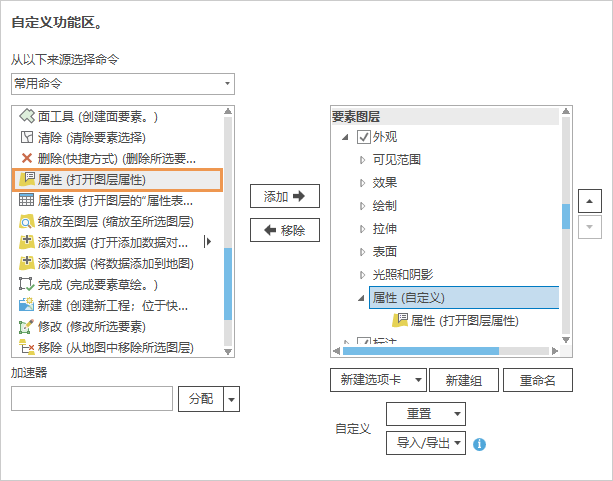 添加至新组的属性命令