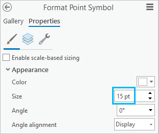 符号系统窗格中使用 2D 符号显示单位。