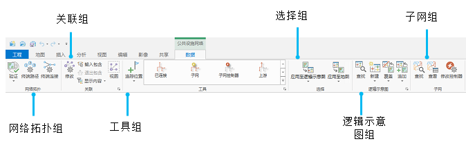 “公共设施网络”选项卡上的“数据”选项卡