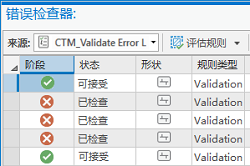 “错误检查器”窗格中的“阶段”和“状态”列