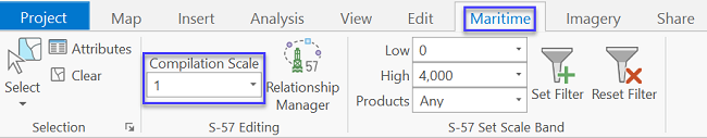 Maritime tab with Compilation Scale drop-down list