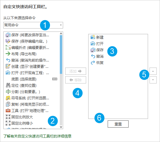 “快速访问工具条”选项