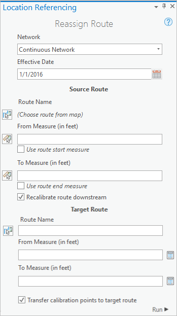 Reassign Route pane with autogenerated Route ID
