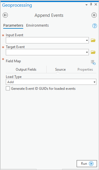 Append Events geoprocessing tool