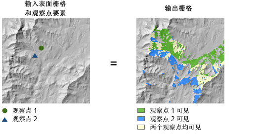 包含观察点选项的测地线视域图示