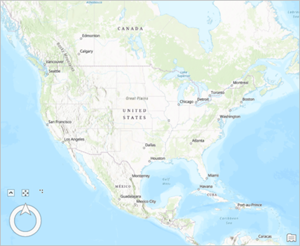 缩放至北美洲的场景视图。
