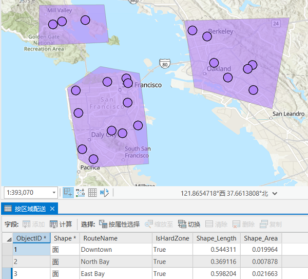 为 East Bay 和 North Bay 创建的路径区