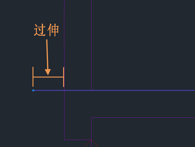 过伸线的 AutoCAD 示例