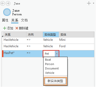 使用提供的名称创建新的实体类型。