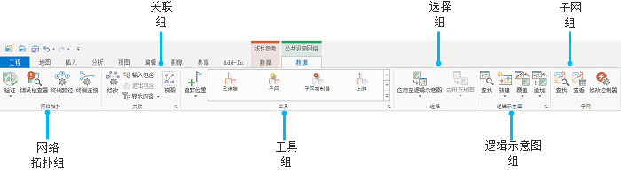 “公共设施网络”选项卡上的“数据”选项卡