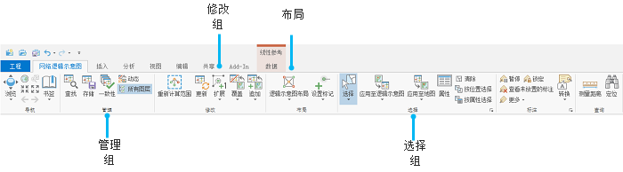 “网络逻辑示意图”首页选项卡上的工具和命令