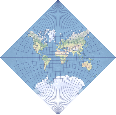 亚当斯方形 II 地图投影示例