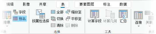 功能区上的上下文“表”选项卡