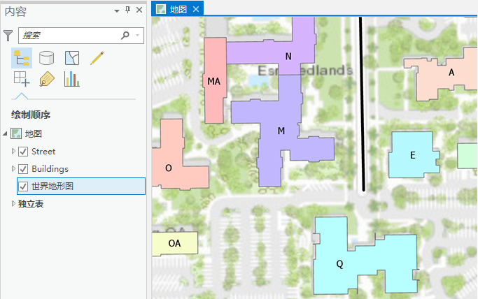 Esri 校园的地图