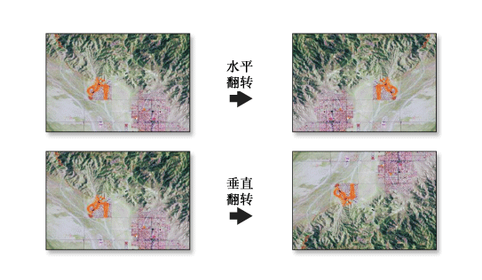 水平翻转和垂直翻转的栅格数据集图像