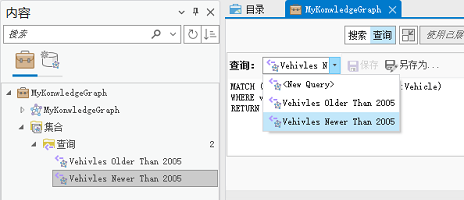 所选查询显示在查询文本框中。