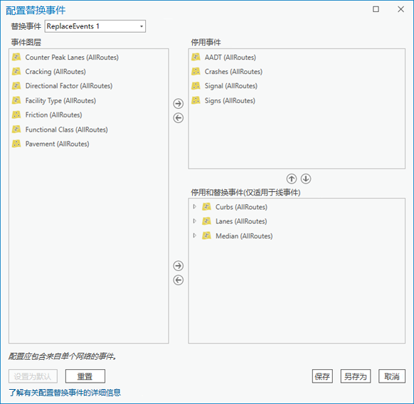 配置替换事件对话框