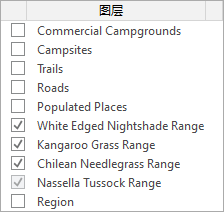 可用于入侵物种参数的地图图层列表