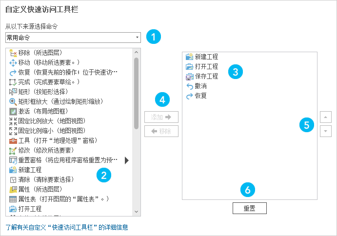 “快速访问工具栏”选项