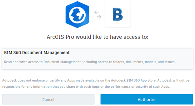 在 BIM 360 中授权 ArcGIS Pro 应用程序