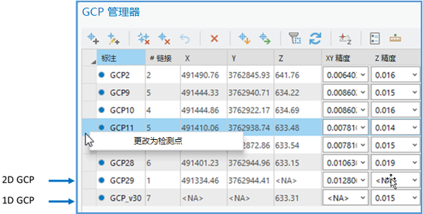 将 GCP 更改为检测点。