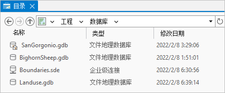 目录视图中的数据库列表