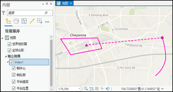 内容窗格和地图中的视频文件及其相关元素 内容窗格和地图中的视频文件及其相关元素