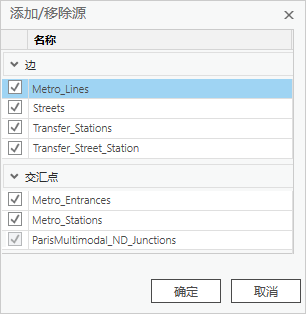 "添加/移除源"对话框 "添加/移除源"对话框