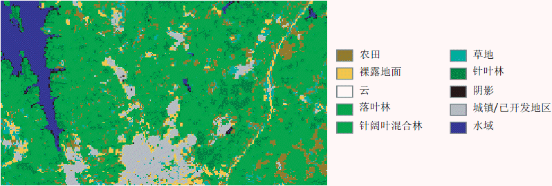 显示土地利用的专题栅格示例 显示土地利用的专题栅格示例