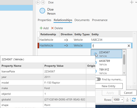 将鼠标悬停在通过搜索发现的实体上以定位您感兴趣的实体。 将鼠标悬停在通过搜索发现的实体上以定位您感兴趣的实体。
