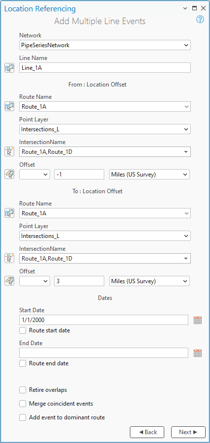 具有“位置偏移”方法的“添加线事件”窗格 具有“位置偏移”方法的“添加线事件”窗格