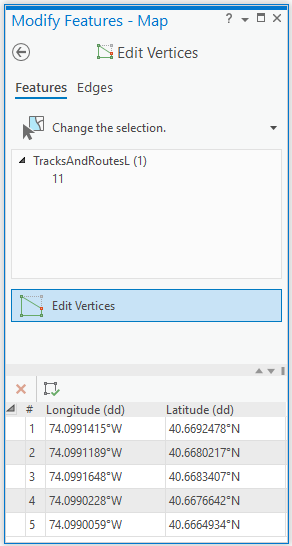 Modify Features pane Modify Features pane