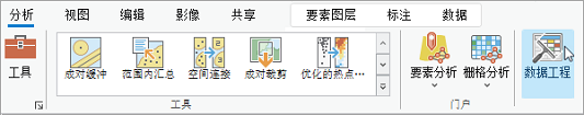 “分析”功能区选项卡上的“数据工程”按钮 “分析”功能区选项卡上的“数据工程”按钮