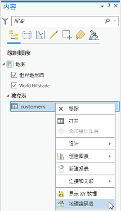 地理编码表选项 地理编码表选项