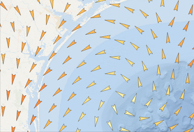 墨西哥湾上空靠近德克萨斯州科珀斯克里斯蒂处的风速和风向 墨西哥湾上空靠近德克萨斯州科珀斯克里斯蒂处的风速和风向