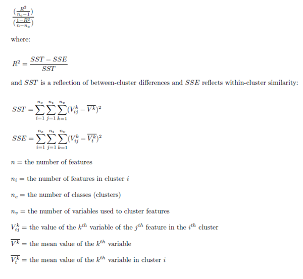 Caliński-Harabasz 伪 F 统计量 Caliński-Harabasz 伪 F 统计量