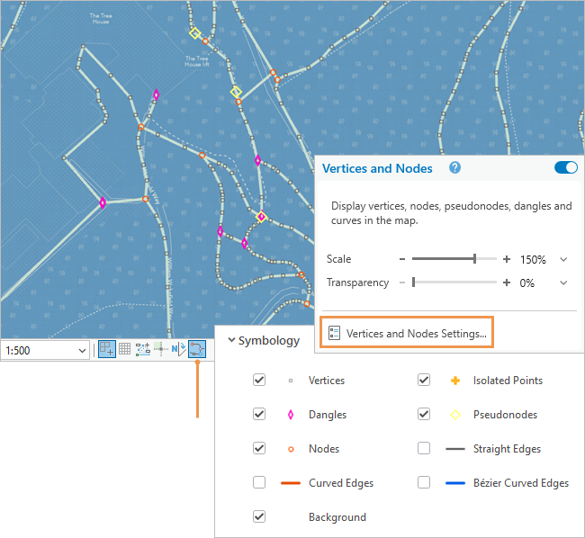 包含用于编辑元素的自定义符号的地图 包含用于编辑元素的自定义符号的地图